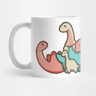 Cuddling group of dinos, dinosaurs Mug